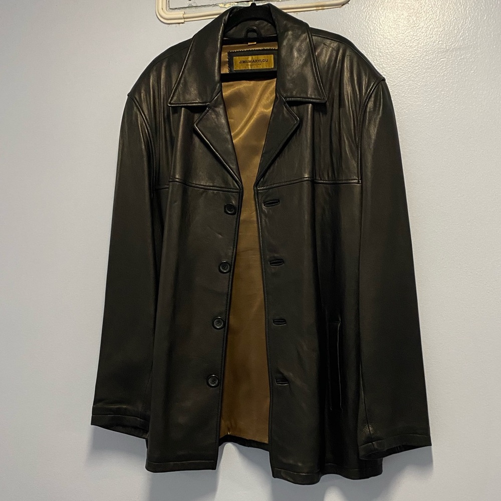 Jim & Marylou Collection 100% Genuine Leather Men’s Jacket In Black Size L.
